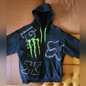 Fox Racing Monster Energy Hoodie Men's size XL Ricky Carmichael Full Zip Sherba.